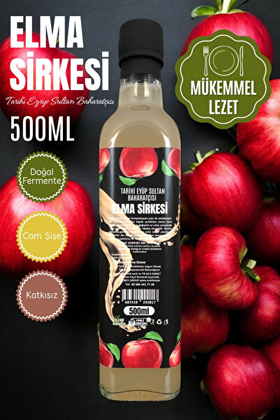 TARİHİ EYÜP SULTAN BAHARATCISI Doğal Fermantasyon Katkısız Elma Sirkesi 500ml