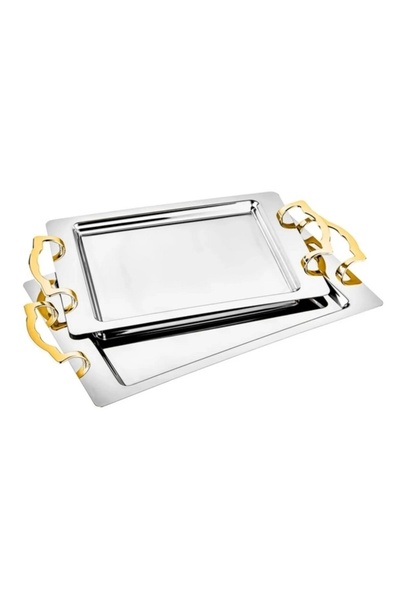 ÖZLİFE Özlife Lisa Sade Gold Ikili Çay Tepsisi 340