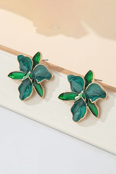 Glaren Green Flower Design Women's Earrings