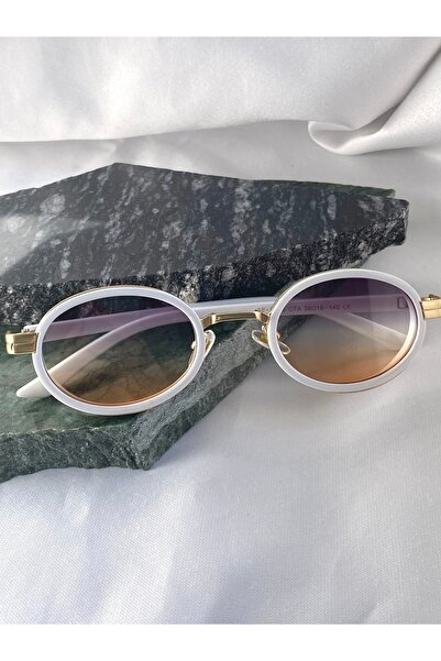 Mazzy Oval Gold White Gradient Transition Women's Sunglasses