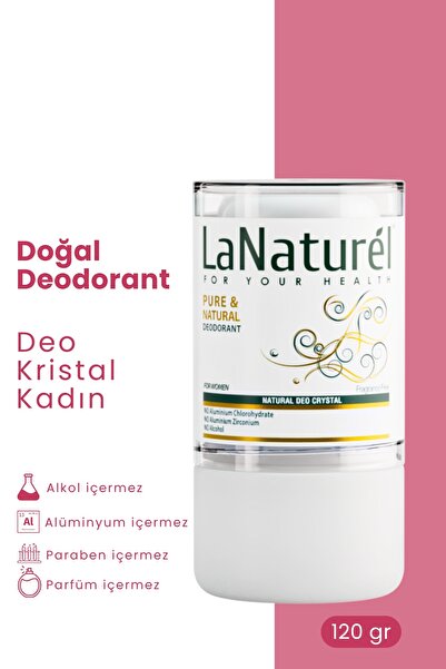LaNaturel Kadın Kristal Deodorant 130 g – Kokusuz, Alüminyumsuz Doğal Mineral