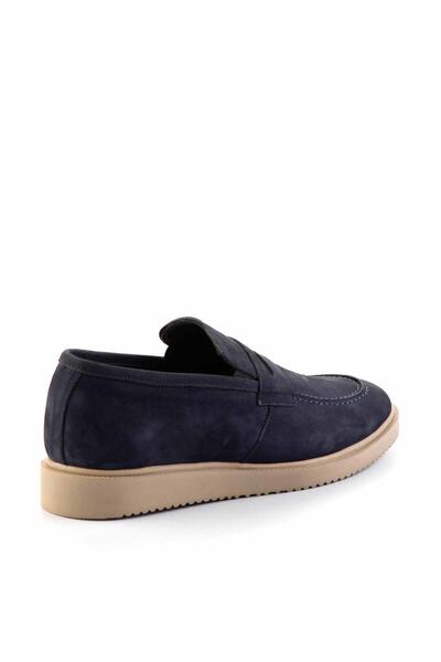 Bambi Lacivert Nubuk Hakiki Deri Erkek Loafer Ayakkabı E01734031001