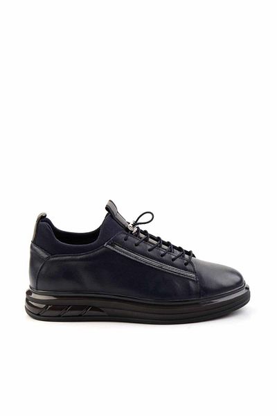 Bambi Ανδρικό αθλητικό παπούτσι Navy Blue Floater από γνήσιο δέρμα E01585756540