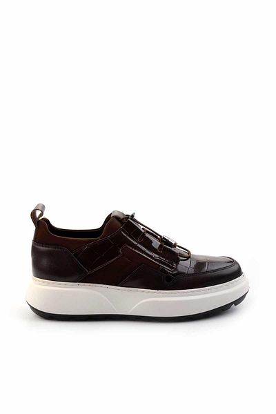 Bambi Brown Brown Crocodile Genuine Leather Men's Sneaker E 01194010203