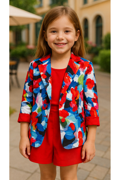 Hilal Akıncı Kids Rainbow Colored Jacket Shorts Suit