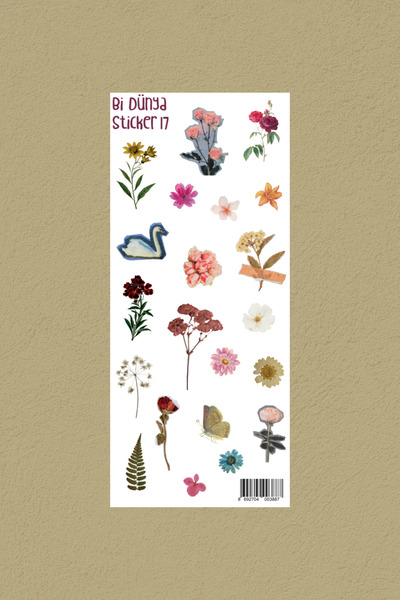 Bi Dünya Haber M17 - Vintage Çiçekler Sticker Seti