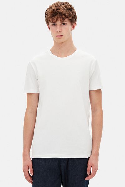 D'S Damat Μπλουζάκι Slim Fit White Crew Neck 100% βαμβακερό που αναπνέει