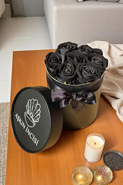 CAPSULE Sevgiliye Özel Hediye Gül Kutu Siyah Hediyelik Çiçek Doğum Günü Sepeti Kız Arkadaşa Eşe Sevgili