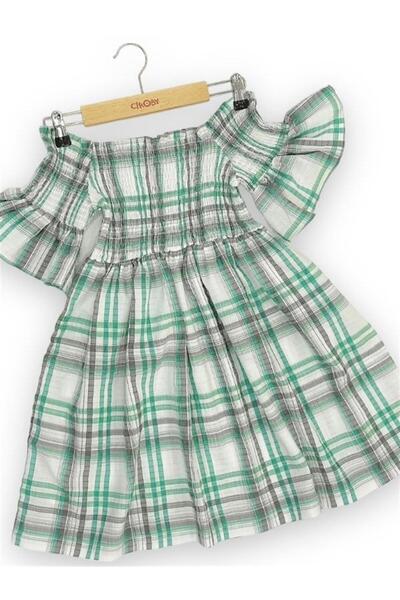 Çikoby Дівчача літня сукня з відкритими плечима в клітинку