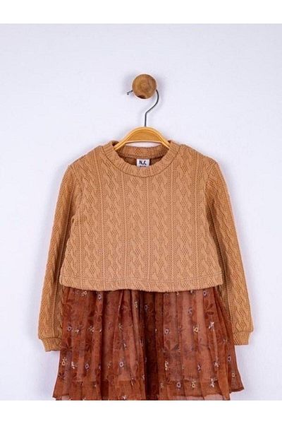 Zekids Girl's Skirt Pleated Knitwear Dress