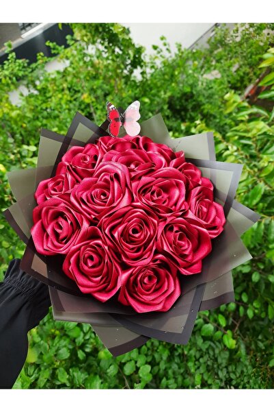 BUKET DÜNYASI 14 lü Solmayan Gül Buketi BORDO GÜL DIŞI SİYAH