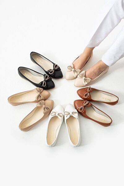 StWenn Women's Ribbon Detailed Pointed Toe Stylish Ballerinas