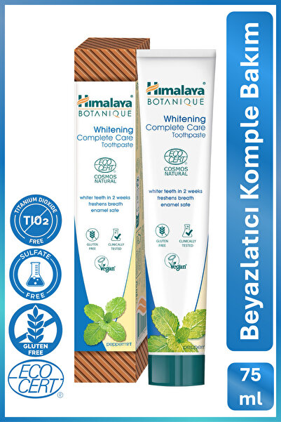 Himalaya Since 1930 Beyazlatıcı Komple Bakım Diş Macunu 75ml | Ecocert Cosmos Sertifikalı | Organik Aktif, Nane Aromalı