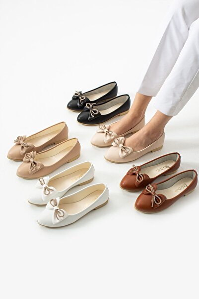 StWenn Women's Ribbon Detailed Pointed Toe Stylish Ballerinas