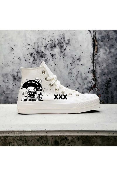 archiepet Pantofi Converse albi pentru fete - Pirat cu design drăguț și special
