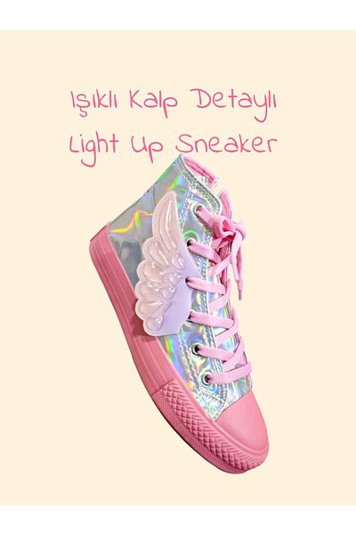 archiepet Hologram and Light Detailed Winged Patterned Girl's Sports Shoes Sneaker Zippered