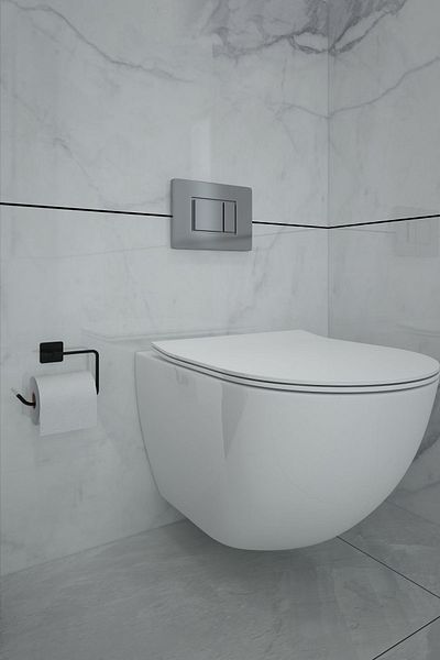 Alper Banyo Μαύρη ματ τετράγωνη κρεμάστρα χαρτιού υγείας |   Μοντέλο Lilyum |   Βιδωτή βάση