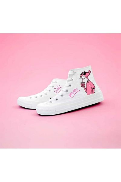 archiepet Pink Children's Converse with Big Cat Pattern