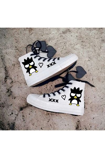 archiepet Chick Printed Black Children's Heart Lace up Convers