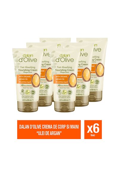 Dalan Set of 6 x Dalan D'Olive body and hand cream with pure argan oil, 60ml