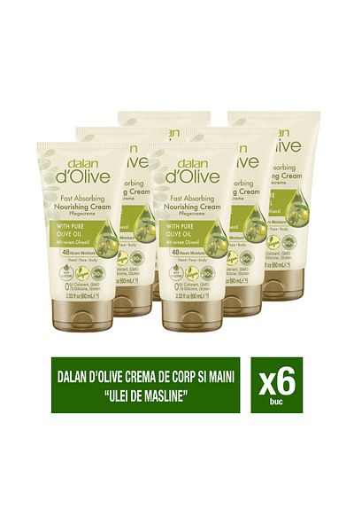 Dalan Set of 6 x Dalan D'Olive body and hand cream with pure olive oil, 60ml