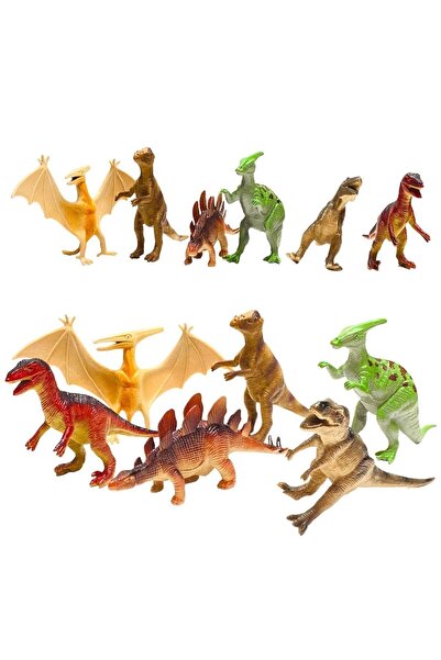 FEN TOYS Dinazor Trex Hayvan Seti Oyuncak Xl Büyük Boy 6 Parça Et Malzeme