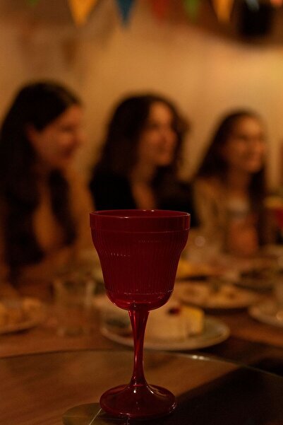 HNG HOME Akrilik Gül Kırmızısı Tekli Kadeh & Su Meşrubat Kahve Yanı Bardağı 3...