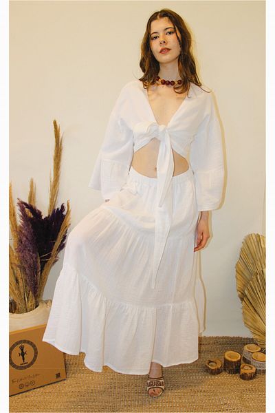 ARİNNASİDE Muslin Ruffle Skirt - Tie Front Top Set