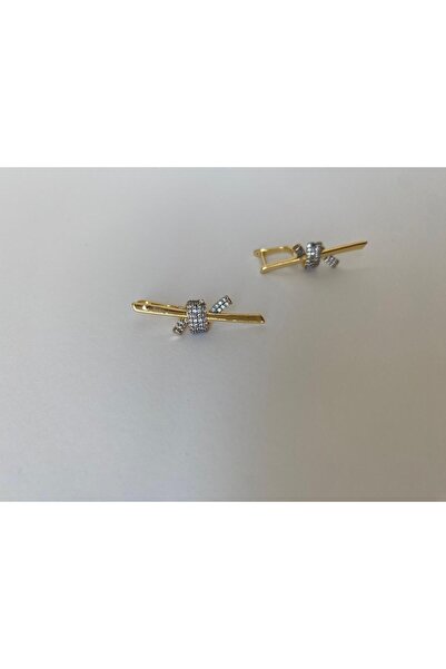 marsel aksesuar Serenay Model Zirkon Taşlı Düğüm Küpe