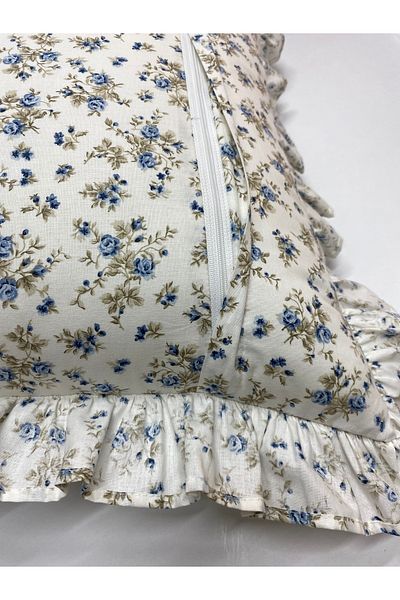LILYUM 100% Cotton Ruffled Floral Patterned Pillow Case 50X70 cm (1 Piece)