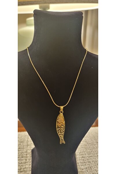 AKSESUARIM قلادة من الفولاذ العصري مع تفاصيل سلسلة أنيقة وسمكة (غير متداخلة)