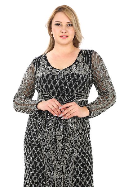GATSBYLADY LONDON Karima Maxi – Black & Silver Embellished Modest Gown
