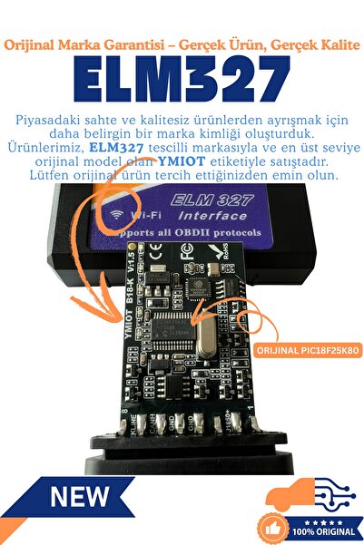 ELM 327 Elm327 Wifi V1.5 Obd2 Araç Arıza Tespit Cihazı – Orijinal Pıc18f25k80 Çip