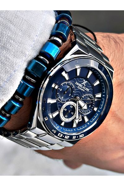Daniel Klein Brand Silver Color Men's Wristwatch - Bracelet Gift