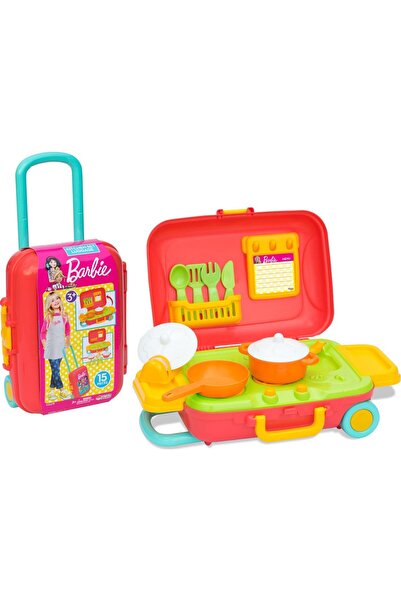 DEDE Orjinal Barbie Taşıma Bavullu Mutfak Seti Evcilik Oyuncakları Role Play Oyuncağı