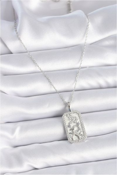 Skygo 316L Silver Color Women's Necklace with Zirconia - Tj-Bko9449