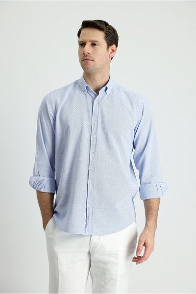 Kiğılı Cămașă din bumbac slim fit cu model de in - mânecă lungă
