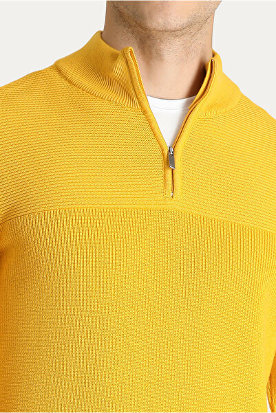 Kiğılı Bato Yaka Regular Fit Fermuarlı Pamuklu Triko Kazak