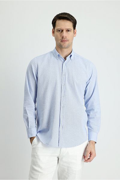 Kiğılı Cămașă din bumbac slim fit cu model de in - mânecă lungă