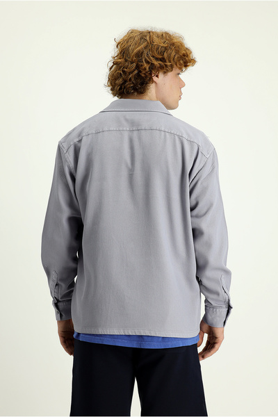 Kiğılı Cămașă oversize din bumbac cu buzunare cu mânecă lungă