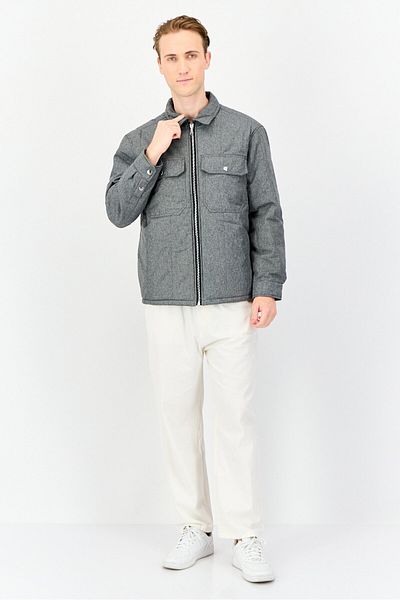 CELIO Men Heather Long Sleeve Puffer Jacket, Grey