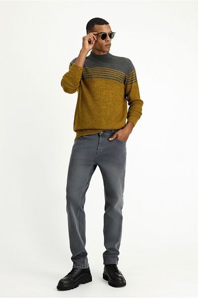 Kiğılı Bato Collar Regular Fit Seamless Patterned Knitwear Sweater