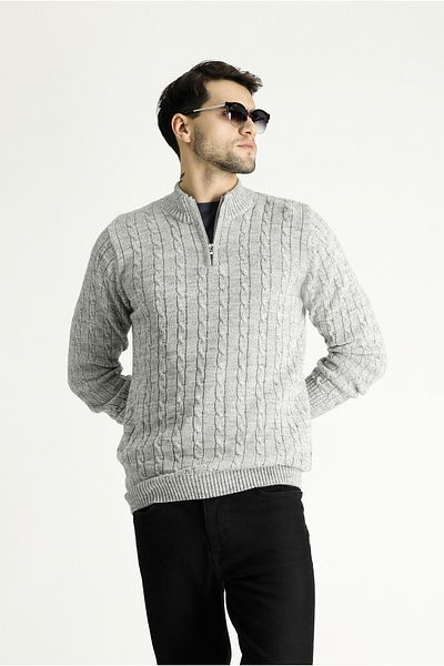 Kiğılı Bato Collar Regular Fit Zippered Patterned Knitwear Sweater