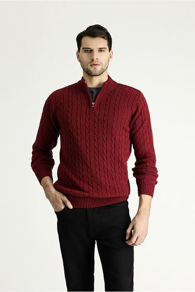 Kiğılı Bato Collar Regular Fit Zippered Patterned Knitwear Sweater