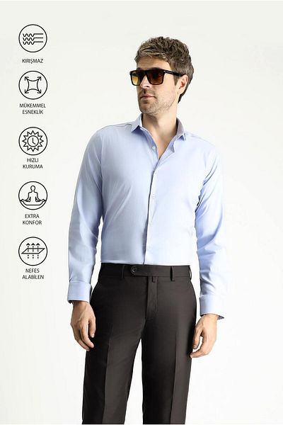 Kiğılı Techno-Line Long Sleeve Slim Fit Slim Fit Classic Shirt