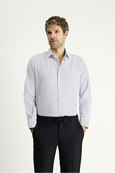 Kiğılı Класична бавовняна сорочка в смужку з довгим рукавом, що легко прасується