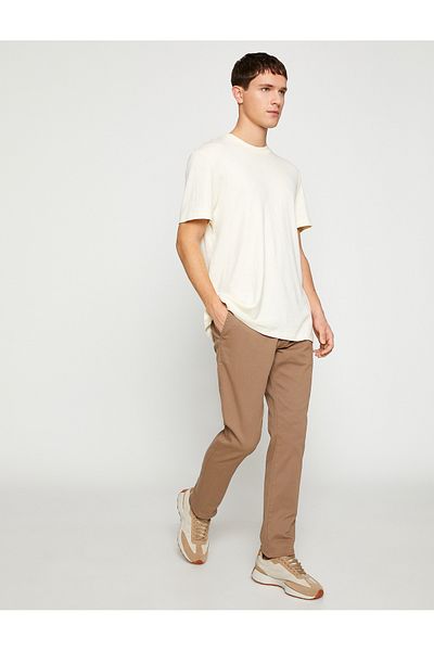 Koton Basic Gabardine Trousers Slim Fit Buttoned Pocket Detailed