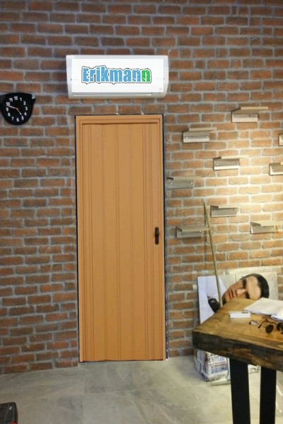 ERİKMANN Akordiyon Pvc Kapı Altınmeşe Camsız Tek Açılım 147 X 252 cm