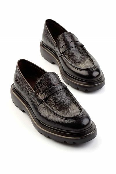 Bambi Genuine Leather Brown Floater Men's Loafer - E 01310113240
