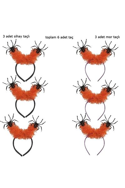 partidolu Halloween Orange Glitter Μαύρο και Μωβ Χρώμα Crown Spider Crown 6 τεμαχίων